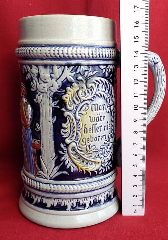 Original German King 10 Blue& Grey Beer Stein - 300 A 1/2